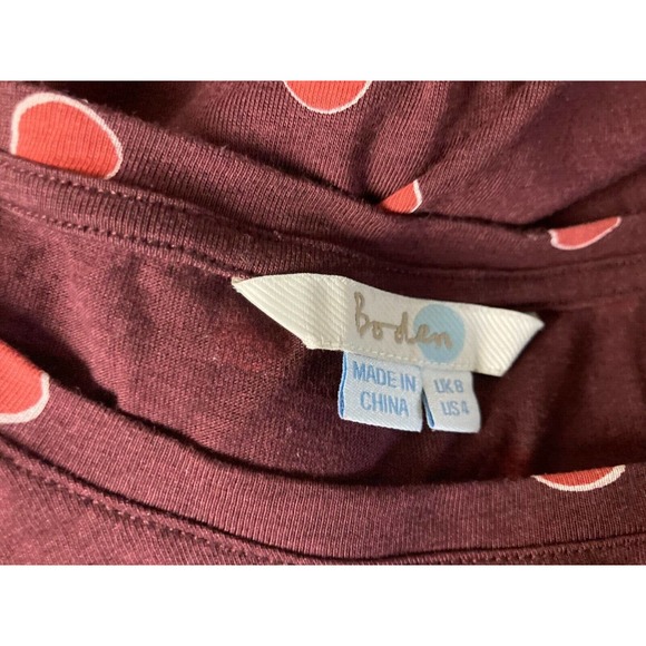 Boden US 4 Burgundy Polka Dot Tencel Cotton Knit Top - Picture 3 of 3